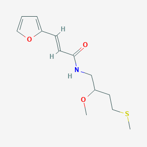 molecular formula C13H19NO3S B2929426 (E)-3-(Furan-2-yl)-N-(2-methoxy-4-methylsulfanylbutyl)prop-2-enamide CAS No. 2321335-93-5