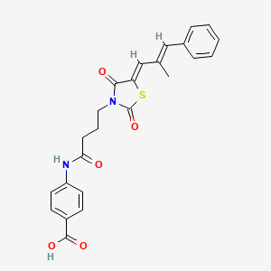 4-(4-((Z)-5-((E)-2-methyl-3-phenylallylidene)-2,4-dioxothiazolidin-3-yl)butanamido)benzoic acid
