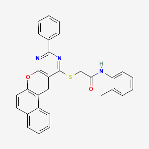 N-(2-Methylphenyl)-2-[(2-phenyl-5H-12-oxa-1,3-diazatetraphen-4-YL)sulfanyl]acetamide