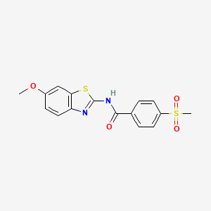 molecular formula C16H14N2O4S2 B2929434 N-(6-methoxybenzo[d]thiazol-2-yl)-4-(methylsulfonyl)benzamide CAS No. 896335-94-7