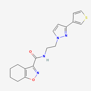 molecular formula C17H18N4O2S B2929436 N-(2-(3-(thiophen-3-yl)-1H-pyrazol-1-yl)ethyl)-4,5,6,7-tetrahydrobenzo[d]isoxazole-3-carboxamide CAS No. 2034452-49-6