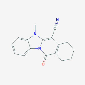 molecular formula C17H15N3O B292944 5-Methyl-11-oxo-5,7,8,9,10,11-hexahydrobenzimidazo[1,2-b]isoquinoline-6-carbonitrile 