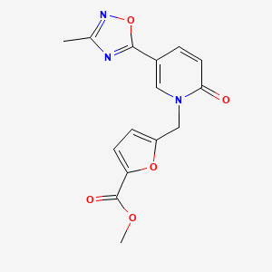 molecular formula C15H13N3O5 B2929440 methyl 5-{[5-(3-methyl-1,2,4-oxadiazol-5-yl)-2-oxopyridin-1(2H)-yl]methyl}-2-furoate CAS No. 1396765-40-4