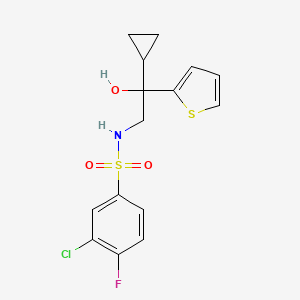molecular formula C15H15ClFNO3S2 B2929442 3-氯-N-(2-环丙基-2-羟基-2-(噻吩-2-基)乙基)-4-氟苯磺酰胺 CAS No. 1396795-07-5