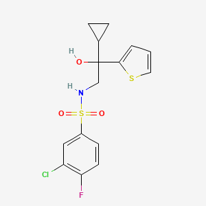 molecular formula C15H15ClFNO3S2 B2929442 3-chloro-N-(2-cyclopropyl-2-hydroxy-2-(thiophen-2-yl)ethyl)-4-fluorobenzenesulfonamide CAS No. 1396795-07-5