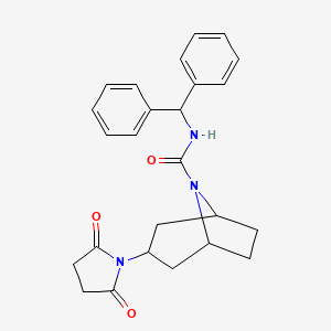 molecular formula C25H27N3O3 B2929465 (1R,5S)-N-benzhydryl-3-(2,5-dioxopyrrolidin-1-yl)-8-azabicyclo[3.2.1]octane-8-carboxamide CAS No. 1903266-22-7