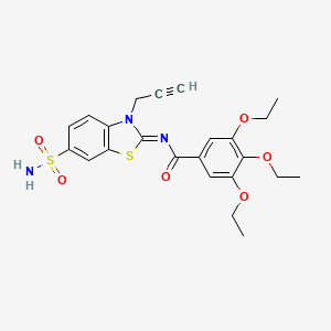3,4,5-triethoxy-N-(3-prop-2-ynyl-6-sulfamoyl-1,3-benzothiazol-2-ylidene)benzamide
