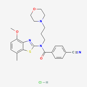 4-cyano-N-(4-methoxy-7-methylbenzo[d]thiazol-2-yl)-N-(3-morpholinopropyl)benzamide hydrochloride