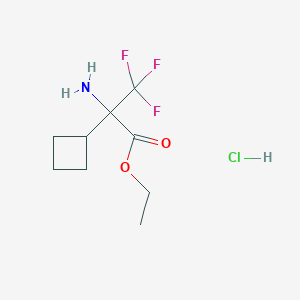 molecular formula C9H15ClF3NO2 B2929475 Ethyl 2-amino-2-cyclobutyl-3,3,3-trifluoropropanoate hydrochloride CAS No. 1955519-95-5