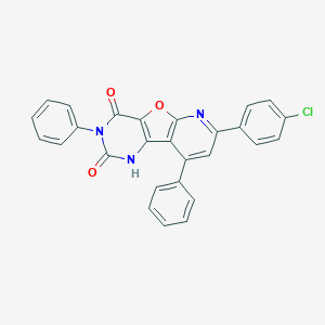 molecular formula C27H16ClN3O3 B292948 11-(4-Chlorophenyl)-5,13-diphenyl-8-oxa-3,5,10-triazatricyclo[7.4.0.02,7]trideca-1(9),2(7),10,12-tetraene-4,6-dione 