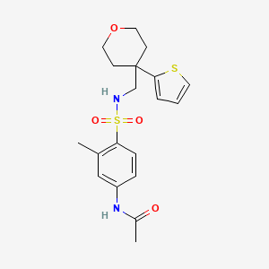 molecular formula C19H24N2O4S2 B2929485 N-(3-methyl-4-(N-((4-(thiophen-2-yl)tetrahydro-2H-pyran-4-yl)methyl)sulfamoyl)phenyl)acetamide CAS No. 1203194-48-2