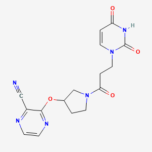 3-((1-(3-(2,4-dioxo-3,4-dihydropyrimidin-1(2H)-yl)propanoyl)pyrrolidin-3-yl)oxy)pyrazine-2-carbonitrile