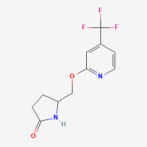 molecular formula C11H11F3N2O2 B2929488 5-({[4-(三氟甲基)吡啶-2-基]氧}甲基)吡咯烷-2-酮 CAS No. 2175979-15-2