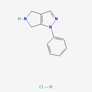 molecular formula C11H12ClN3 B2929505 1-phenyl-1H,4H,5H,6H-pyrrolo[3,4-c]pyrazole hydrochloride CAS No. 1820687-44-2