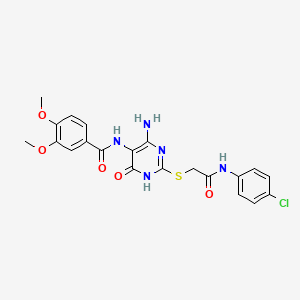 N-(4-amino-2-((2-((4-chlorophenyl)amino)-2-oxoethyl)thio)-6-oxo-1,6-dihydropyrimidin-5-yl)-3,4-dimethoxybenzamide