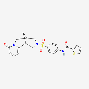 molecular formula C22H21N3O4S2 B2929507 N-(4-((8-oxo-5,6-dihydro-1H-1,5-methanopyrido[1,2-a][1,5]diazocin-3(2H,4H,8H)-yl)sulfonyl)phenyl)thiophene-2-carboxamide CAS No. 681270-06-4