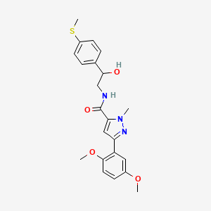 molecular formula C22H25N3O4S B2929527 3-(2,5-dimethoxyphenyl)-N-(2-hydroxy-2-(4-(methylthio)phenyl)ethyl)-1-methyl-1H-pyrazole-5-carboxamide CAS No. 1448128-61-7