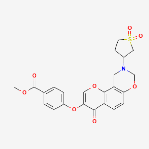 molecular formula C23H21NO8S B2929562 Methyl 4-((9-(1,1-dioxidotetrahydrothiophen-3-yl)-4-oxo-4,8,9,10-tetrahydrochromeno[8,7-e][1,3]oxazin-3-yl)oxy)benzoate CAS No. 951962-11-1