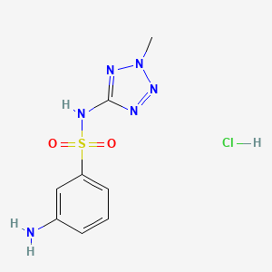 molecular formula C8H11ClN6O2S B2929563 3-Amino-N-(2-methyl-2H-tetrazol-5-yl)benzenesulfonamide hydrochloride CAS No. 2095408-88-9