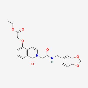 molecular formula C23H22N2O7 B2929567 Ethyl 2-[2-[2-(1,3-benzodioxol-5-ylmethylamino)-2-oxoethyl]-1-oxoisoquinolin-5-yl]oxyacetate CAS No. 868224-24-2