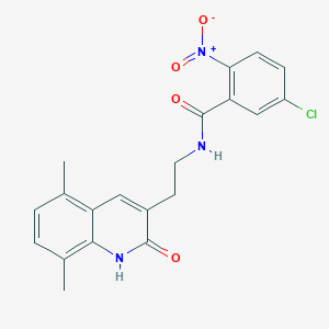 molecular formula C20H18ClN3O4 B2929568 5-氯-N-(2-(5,8-二甲基-2-氧代-1,2-二氢喹啉-3-基)乙基)-2-硝基苯甲酰胺 CAS No. 903316-51-8