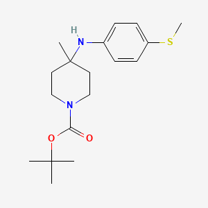 molecular formula C18H28N2O2S B2929572 叔丁基 4-甲基-4-((4-(甲硫基)苯基)氨基)哌啶-1-甲酸酯 CAS No. 1826104-07-7