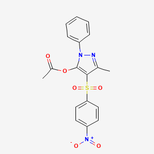 3-methyl-4-((4-nitrophenyl)sulfonyl)-1-phenyl-1H-pyrazol-5-yl acetate