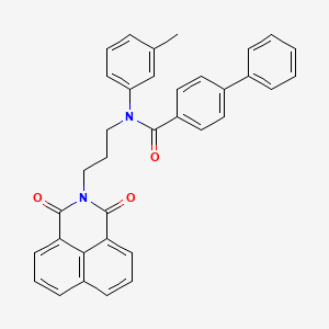 molecular formula C35H28N2O3 B2929599 N-[3-(1,3-二氧代苯并[de]异喹啉-2-基)丙基]-N-(3-甲苯基)-4-苯基苯甲酰胺 CAS No. 313241-94-0
