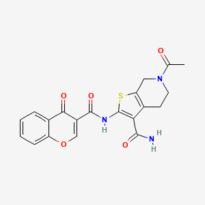 molecular formula C20H17N3O5S B2929602 6-acetyl-2-[(4-oxochromene-3-carbonyl)amino]-5,7-dihydro-4H-thieno[2,3-c]pyridine-3-carboxamide CAS No. 864927-87-7