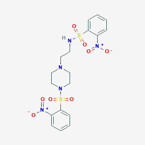 molecular formula C18H21N5O8S2 B2929607 2-nitro-N-[2-[4-(2-nitrophenyl)sulfonylpiperazin-1-yl]ethyl]benzenesulfonamide CAS No. 445252-19-7