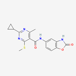 2-cyclopropyl-4-methyl-6-(methylsulfanyl)-N-(2-oxo-2,3-dihydro-1,3-benzoxazol-5-yl)pyrimidine-5-carboxamide