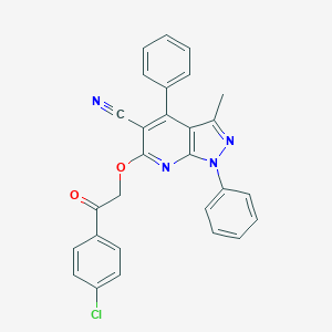 molecular formula C28H19ClN4O2 B292961 6-[2-(4-chlorophenyl)-2-oxoethoxy]-3-methyl-1,4-diphenyl-1H-pyrazolo[3,4-b]pyridine-5-carbonitrile 