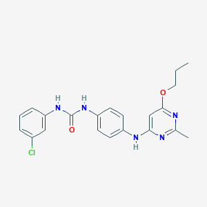 molecular formula C21H22ClN5O2 B2929613 1-(3-Chlorophenyl)-3-(4-((2-methyl-6-propoxypyrimidin-4-yl)amino)phenyl)urea CAS No. 946303-62-4
