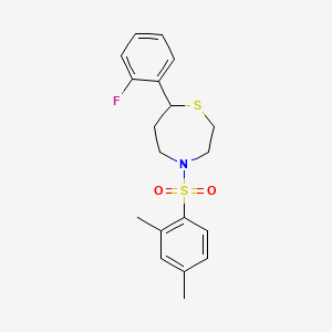 molecular formula C19H22FNO2S2 B2929615 4-((2,4-Dimethylphenyl)sulfonyl)-7-(2-fluorophenyl)-1,4-thiazepane CAS No. 1706302-91-1