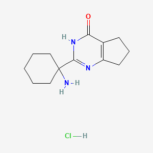 2-(1-aminocyclohexyl)-1H,4H,5H,6H,7H-cyclopenta[d]pyrimidin-4-one hydrochloride