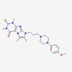 molecular formula C24H31N7O3 B2929624 8-(3-(4-(4-methoxyphenyl)piperazin-1-yl)propyl)-1,6,7-trimethyl-1H-imidazo[2,1-f]purine-2,4(3H,8H)-dione CAS No. 923687-48-3