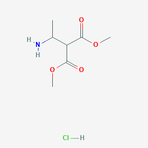 molecular formula C7H14ClNO4 B2929655 Dimethyl 2-(1-aminoethyl)propanedioate;hydrochloride CAS No. 1822986-87-7