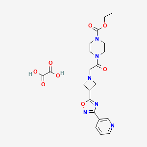 molecular formula C21H26N6O8 B2929656 Ethyl 4-(2-(3-(3-(pyridin-3-yl)-1,2,4-oxadiazol-5-yl)azetidin-1-yl)acetyl)piperazine-1-carboxylate oxalate CAS No. 1351660-74-6