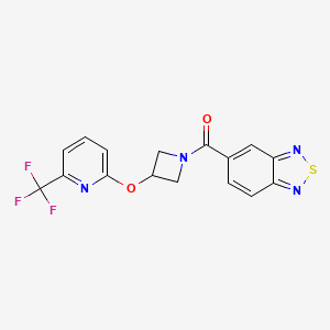 molecular formula C16H11F3N4O2S B2929657 Benzo[c][1,2,5]thiadiazol-5-yl(3-((6-(trifluoromethyl)pyridin-2-yl)oxy)azetidin-1-yl)methanone CAS No. 2034584-59-1