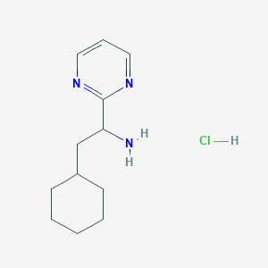 molecular formula C12H20ClN3 B2929670 2-环己基-1-嘧啶-2-基乙胺；盐酸盐 CAS No. 2375274-41-0