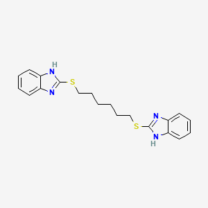 molecular formula C20H22N4S2 B2929673 1,6-bis((1H-benzo[d]imidazol-2-yl)thio)hexane CAS No. 144705-21-5