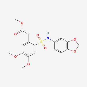 molecular formula C18H19NO8S B2929678 methyl 2-{2-[(2H-1,3-benzodioxol-5-yl)sulfamoyl]-4,5-dimethoxyphenyl}acetate CAS No. 1797376-76-1