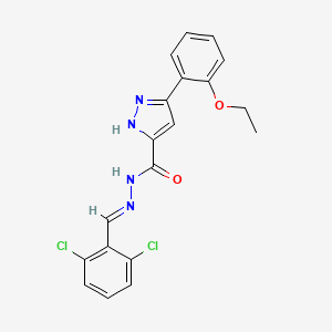 molecular formula C19H16Cl2N4O2 B2929690 (E)-N'-(2,6-二氯苄叉)-3-(2-乙氧基苯基)-1H-吡唑-5-甲酰肼 CAS No. 1285588-53-5