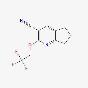 molecular formula C11H9F3N2O B2929693 2-(2,2,2-trifluoroethoxy)-5H,6H,7H-cyclopenta[b]pyridine-3-carbonitrile CAS No. 1281987-24-3