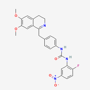 molecular formula C25H23FN4O5 B2929713 1-[4-[(6,7-二甲氧基-3,4-二氢异喹啉-1-基)甲基]苯基]-3-(2-氟-5-硝基苯基)脲 CAS No. 1022665-81-1