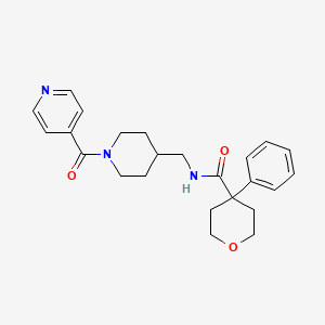 molecular formula C24H29N3O3 B2929722 N-((1-异烟酰基哌啶-4-基)甲基)-4-苯基四氢-2H-吡喃-4-甲酰胺 CAS No. 1396580-65-6