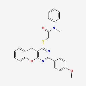 molecular formula C27H23N3O3S B2929723 2-[[2-(4-甲氧基苯基)-5H-色烯并[2,3-d]嘧啶-4-基]硫代]-N-甲基-N-苯基乙酰胺 CAS No. 872196-77-5