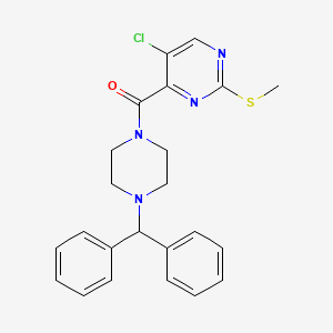 molecular formula C23H23ClN4OS B2929746 4-[(4-Benzhydrylpiperazin-1-yl)carbonyl]-5-chloro-2-(methylthio)pyrimidine CAS No. 325723-13-5