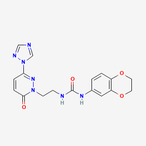 1-(2,3-dihydrobenzo[b][1,4]dioxin-6-yl)-3-(2-(6-oxo-3-(1H-1,2,4-triazol-1-yl)pyridazin-1(6H)-yl)ethyl)urea