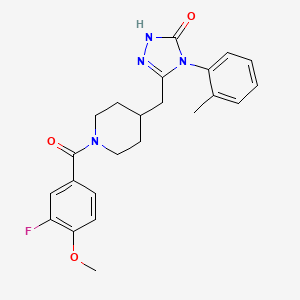 molecular formula C23H25FN4O3 B2929762 3-((1-(3-氟-4-甲氧基苯甲酰)哌啶-4-基)甲基)-4-(邻甲苯基)-1H-1,2,4-三唑-5(4H)-酮 CAS No. 2034364-99-1